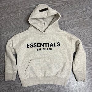 Essentials Fear of God Pullover Hoodie Sweatshirt Boys Youth Sz 4/5 Oatmeal